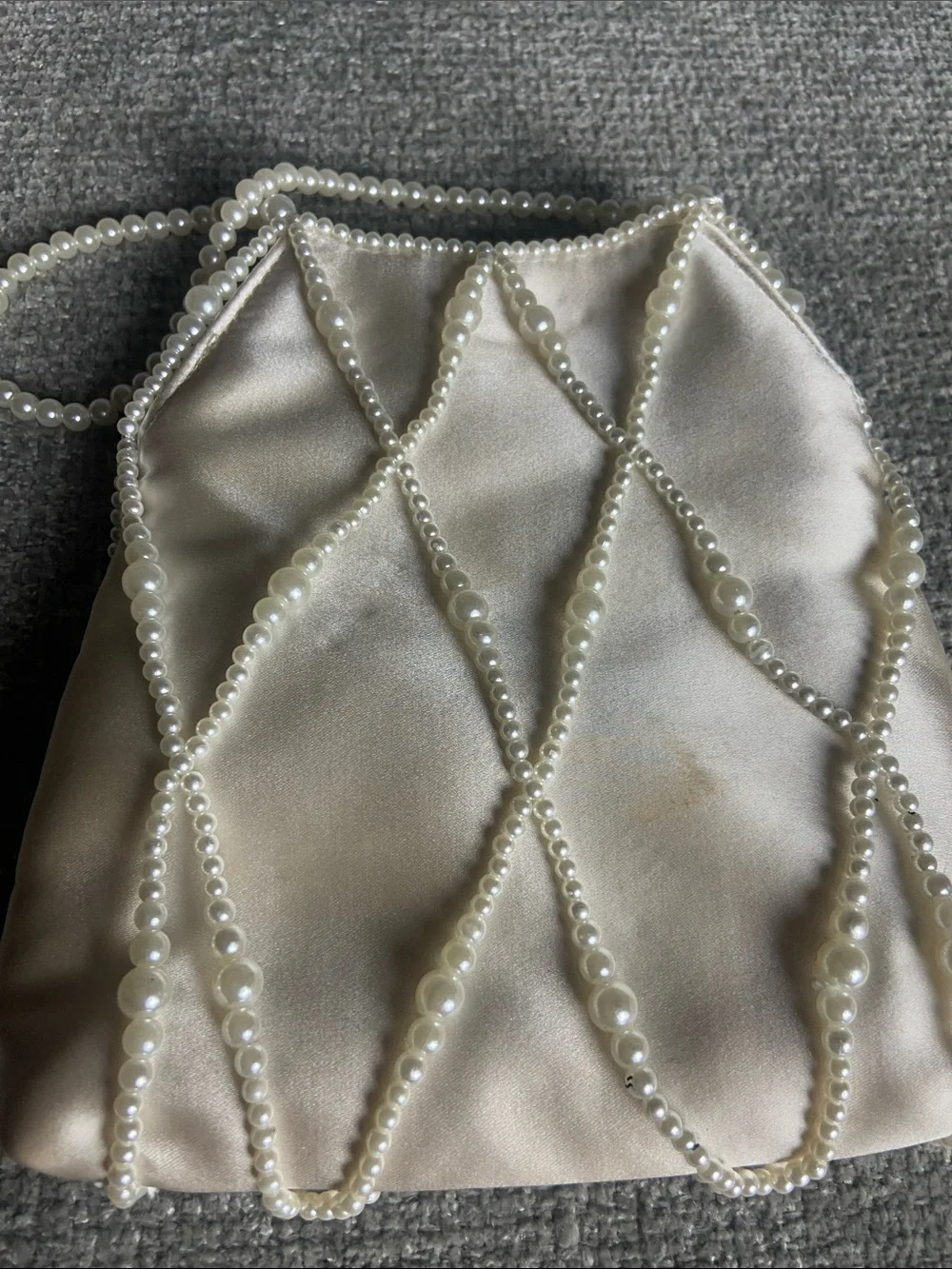 Lulu's Ivory Pearl-Embellished Satin Bag